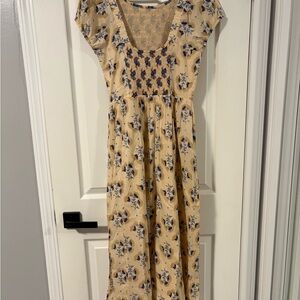 Patrons of Peace Cream and Blue Floral Maxi Dress